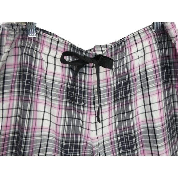 Victoria's Secret Womens Pajama Set XL Pink Plaid Button Up Sleepwear Drawstring - Picture 7 of 13